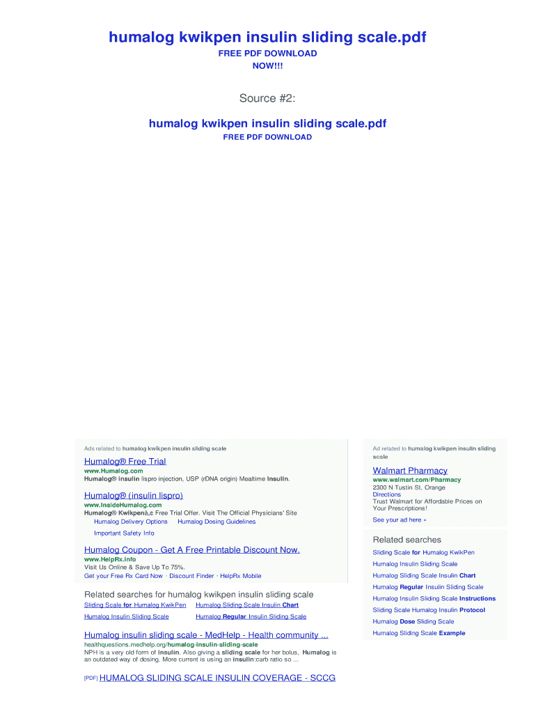 Humolog Sliding Scale Fill Online Printable Fillable Blank PdfFiller