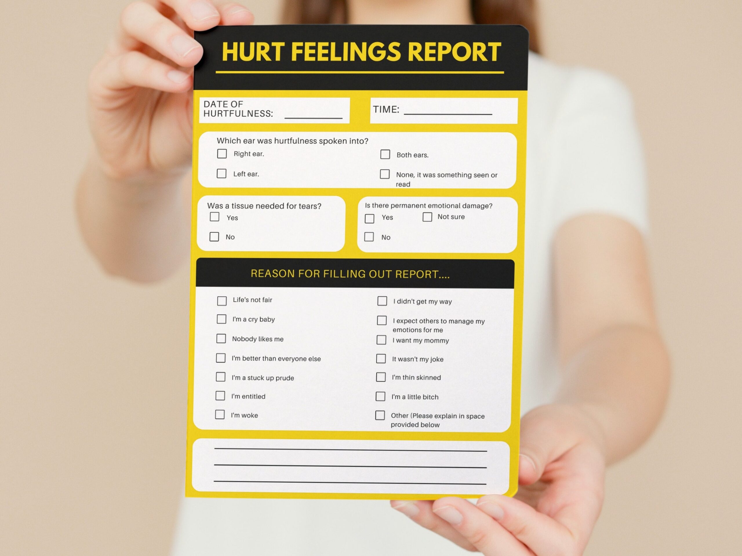Hurt Feelings Report Digital Download Funny Gift Humerous Novelty Note PDF PNG PDF Etsy
