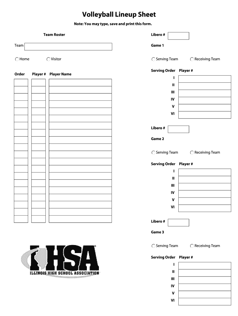 IL IHSA Volleyball Lineup Sheet Form Fill Online Printable Fillable Blank PdfFiller