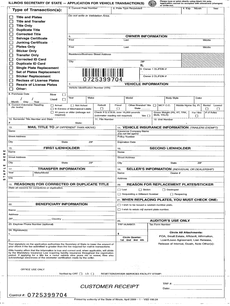 IL VSD 19024 Form Fill Online Printable Fillable Blank PdfFiller
