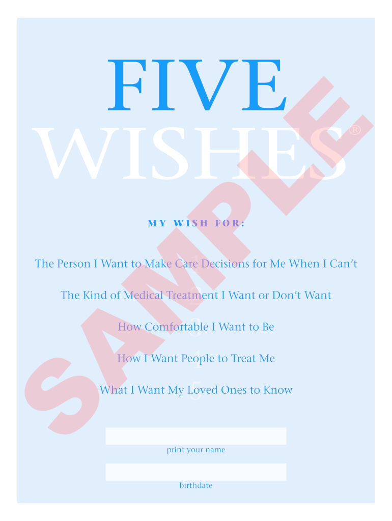 Is The Five Wishes Document Case They Become Seriously Ill Fill Online Printable Fillable Blank PdfFiller