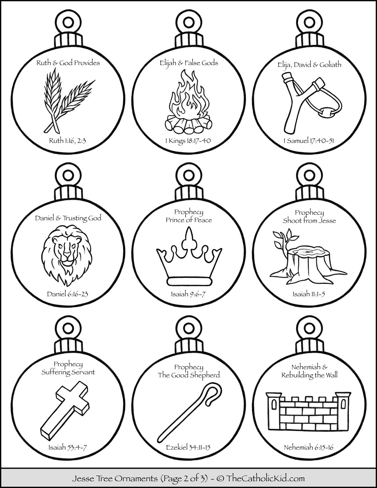 Jesse Tree Ornaments Printable Coloring Page 