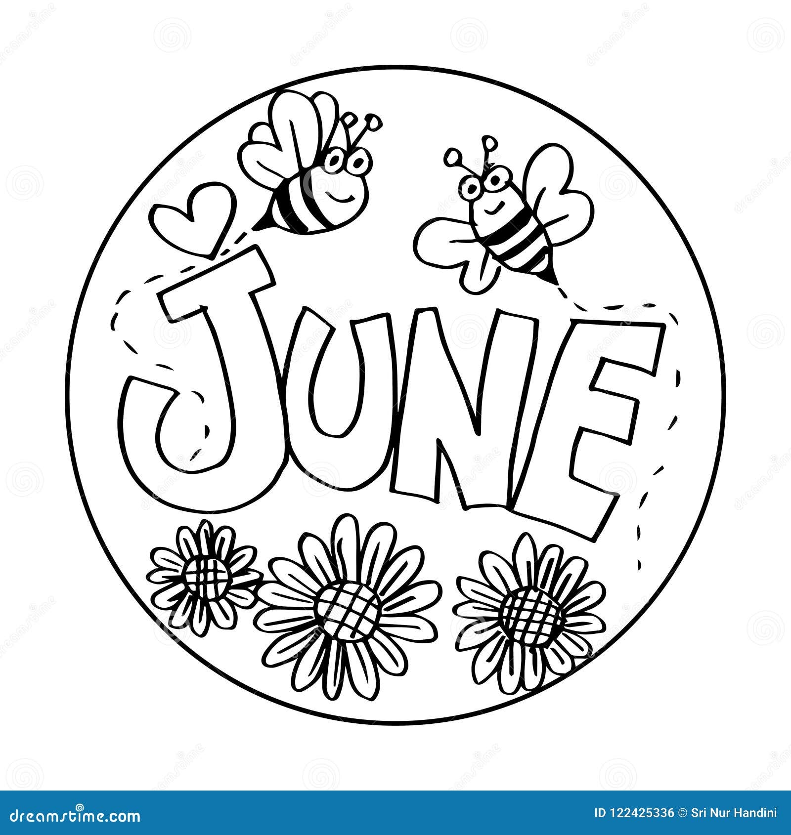 June Coloring Pages For Kids Stock Illustration Illustration Of Colouring Black 122425336