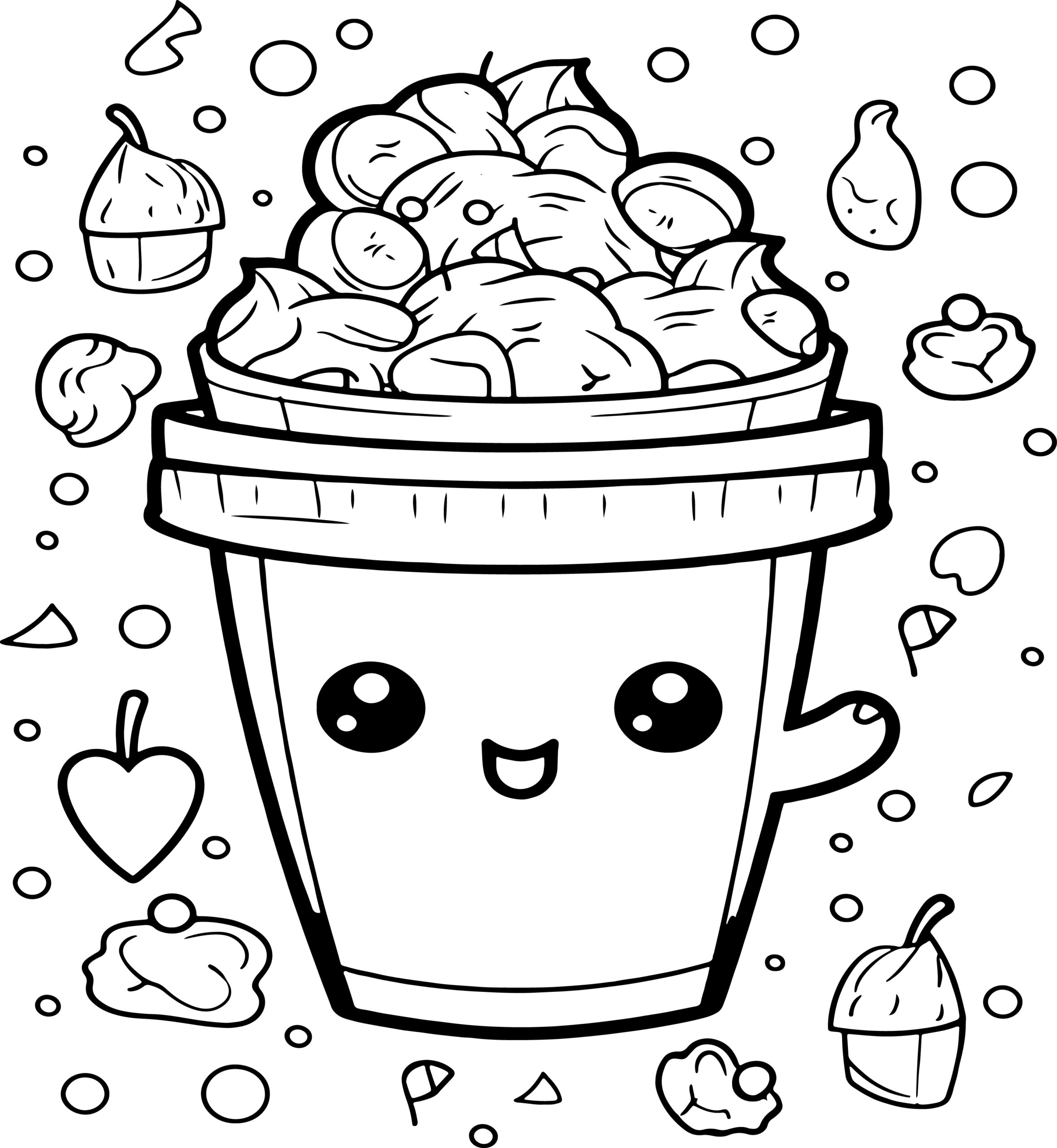 kawaii food coloring pages