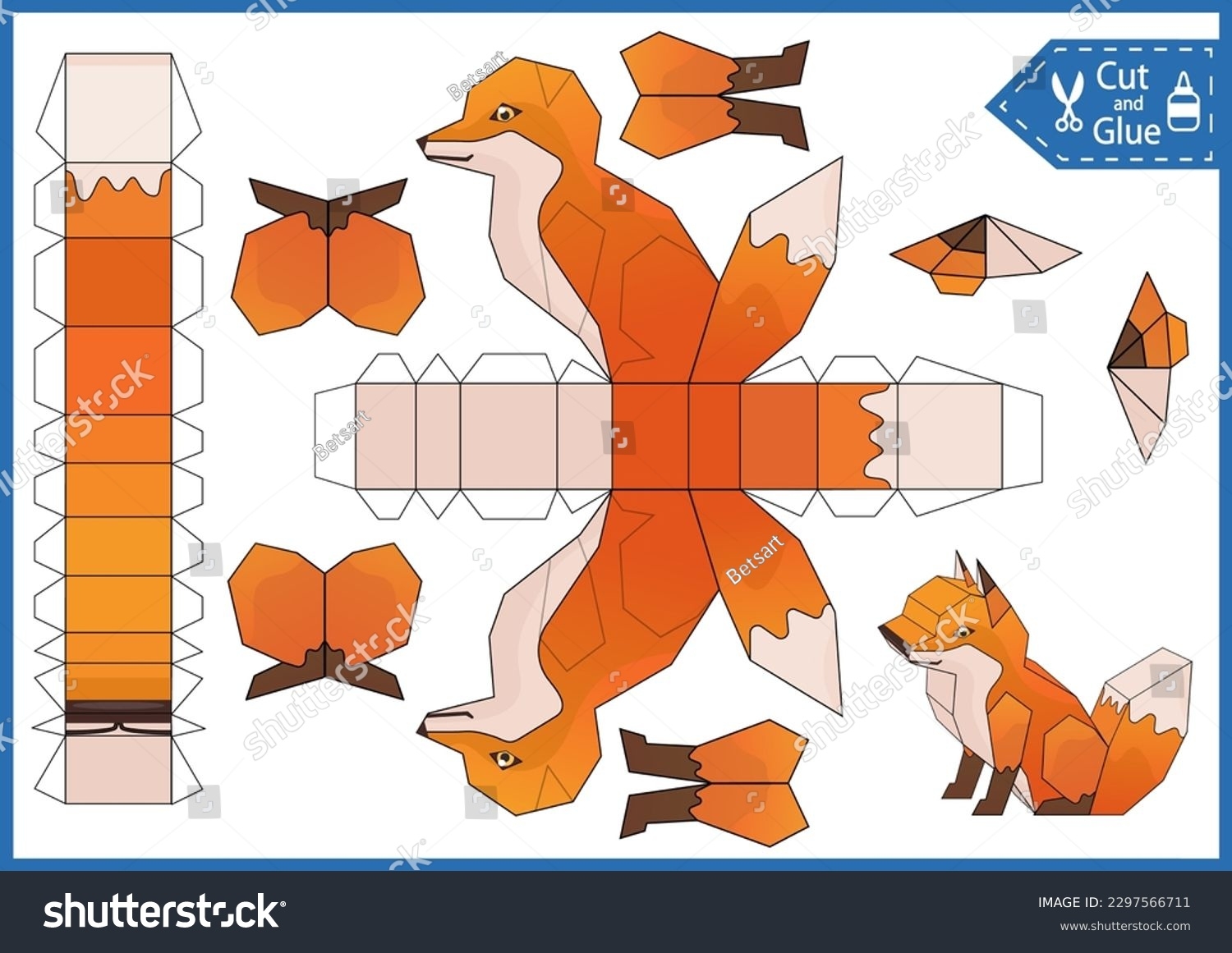 Kids Craft Template Cut Glue Paper Stock Vector Royalty Free 2297566711 Shutterstock