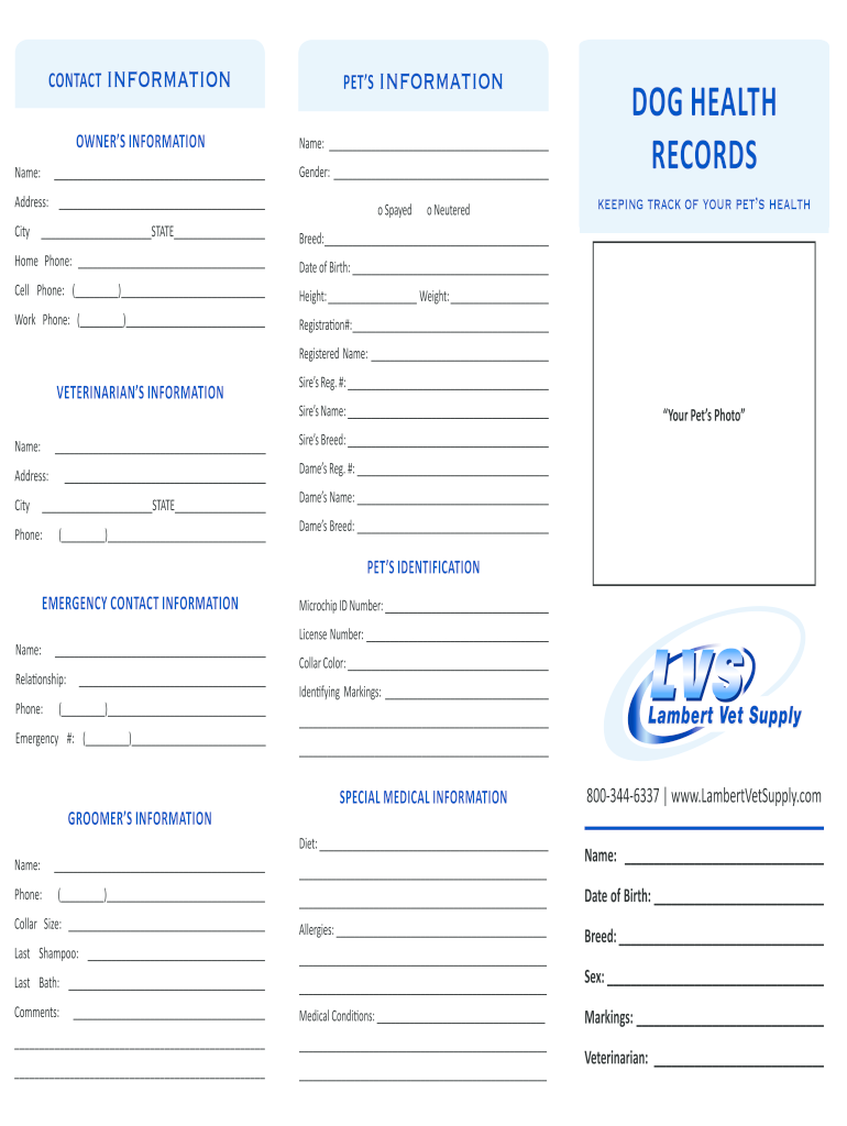 Lambert Vet Supply Dog Health Records Form Fill Online Printable Fillable Blank PdfFiller