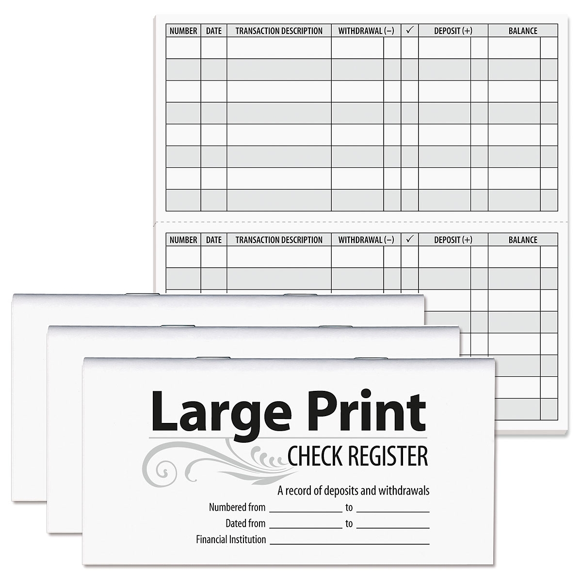 Large Print Check Registers Current Catalog