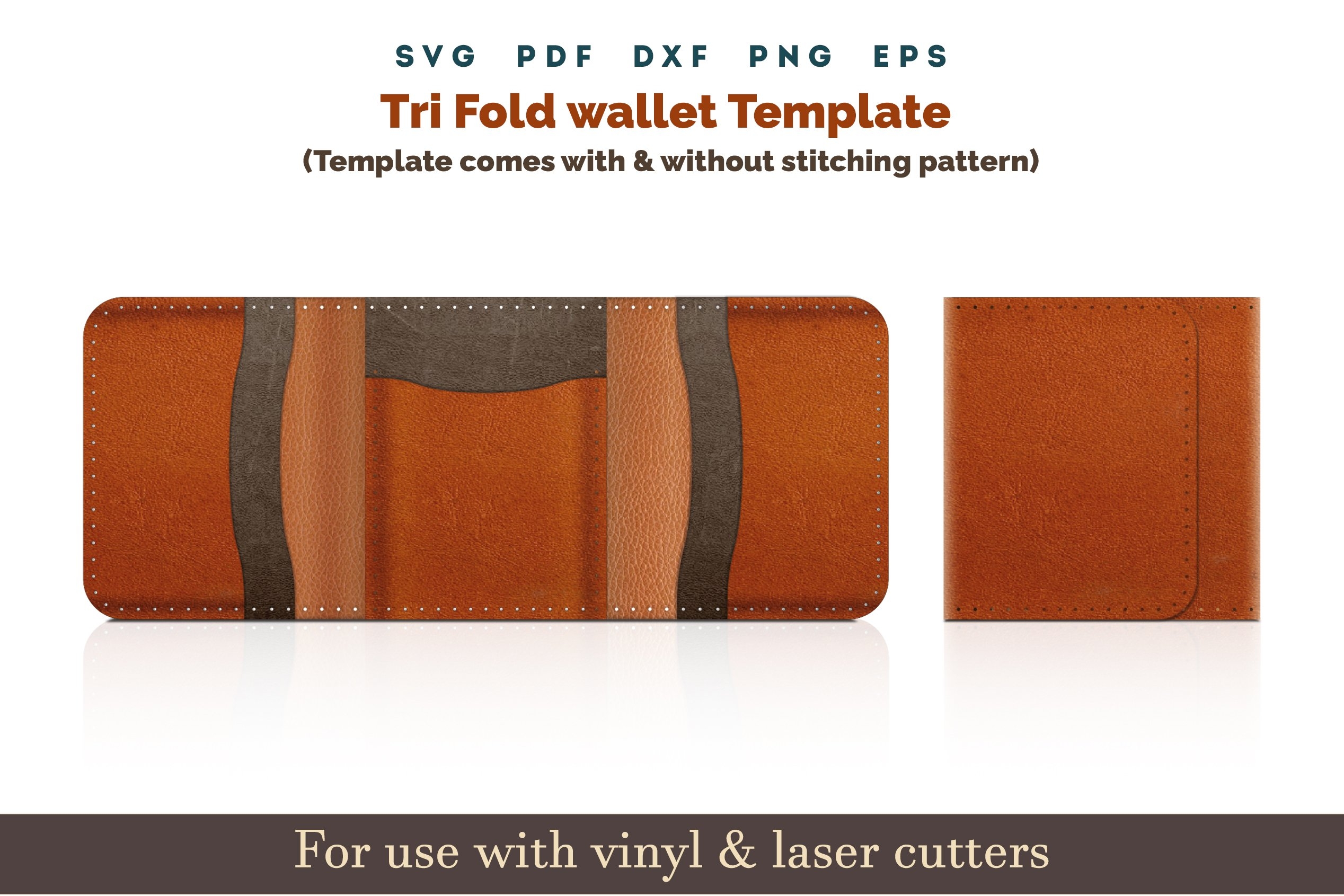 Leather Wallet SVG Tri Fold Leather Wallet SVG PDF Template