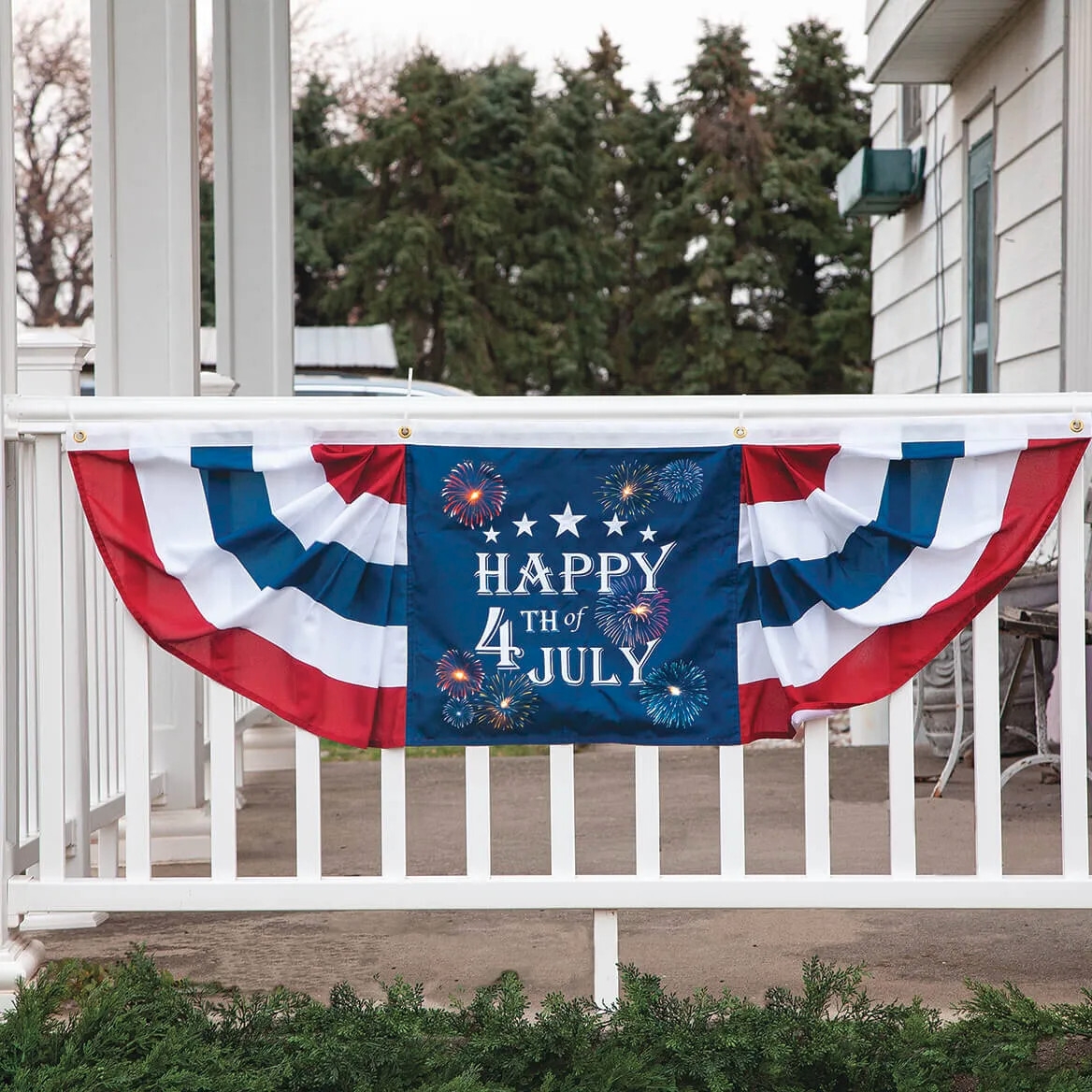 LED LIGHTED 4th Of July Bunting Banner Pleated Fan Flag Porch Patio Decor TIMER EBay