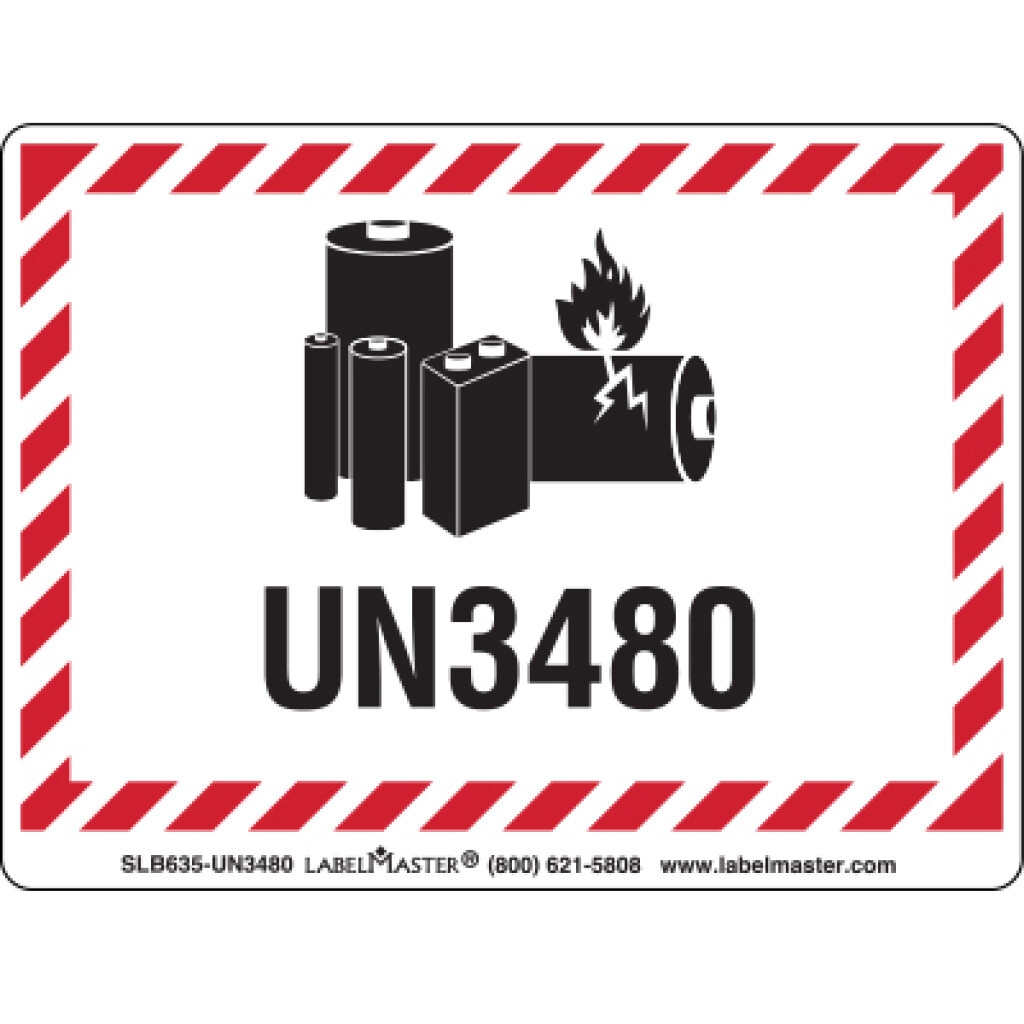 Lithium Battery Handling Marking 100mm X 70mm UN3481 PVC Free Film No Contact Labelmaster