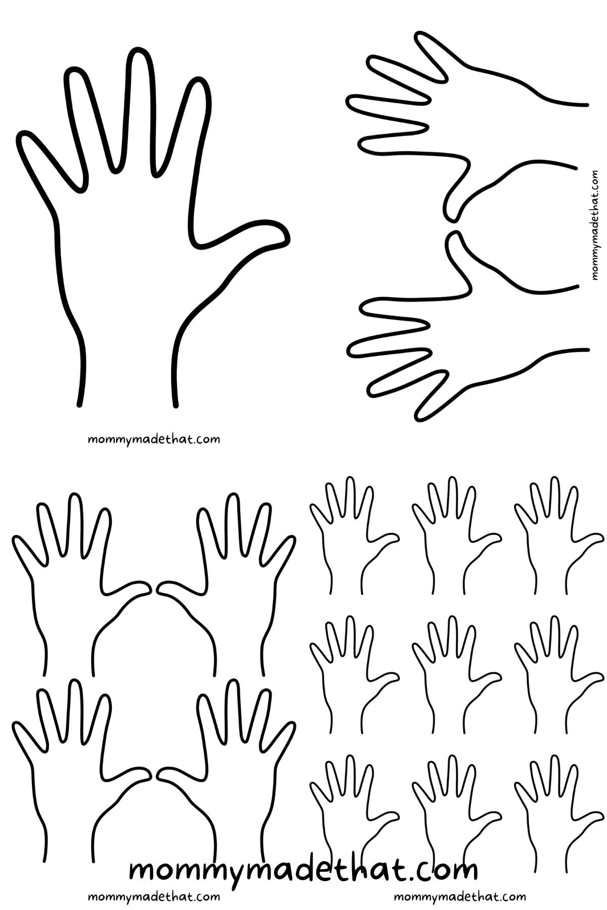 hands printable template