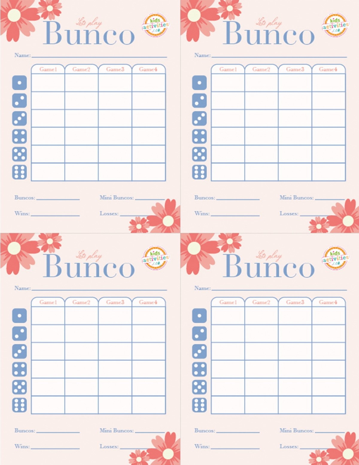 pdf free bunco printables