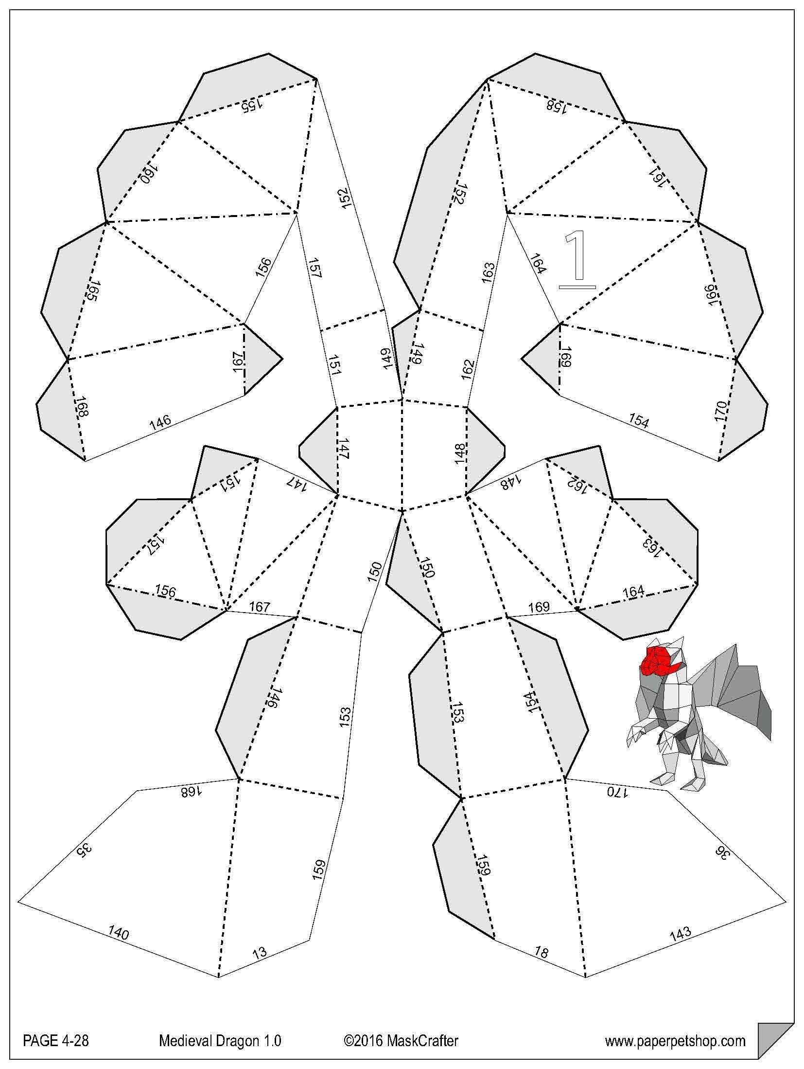 Medieval Dragon Printable Papercraft Template Etsy Finland