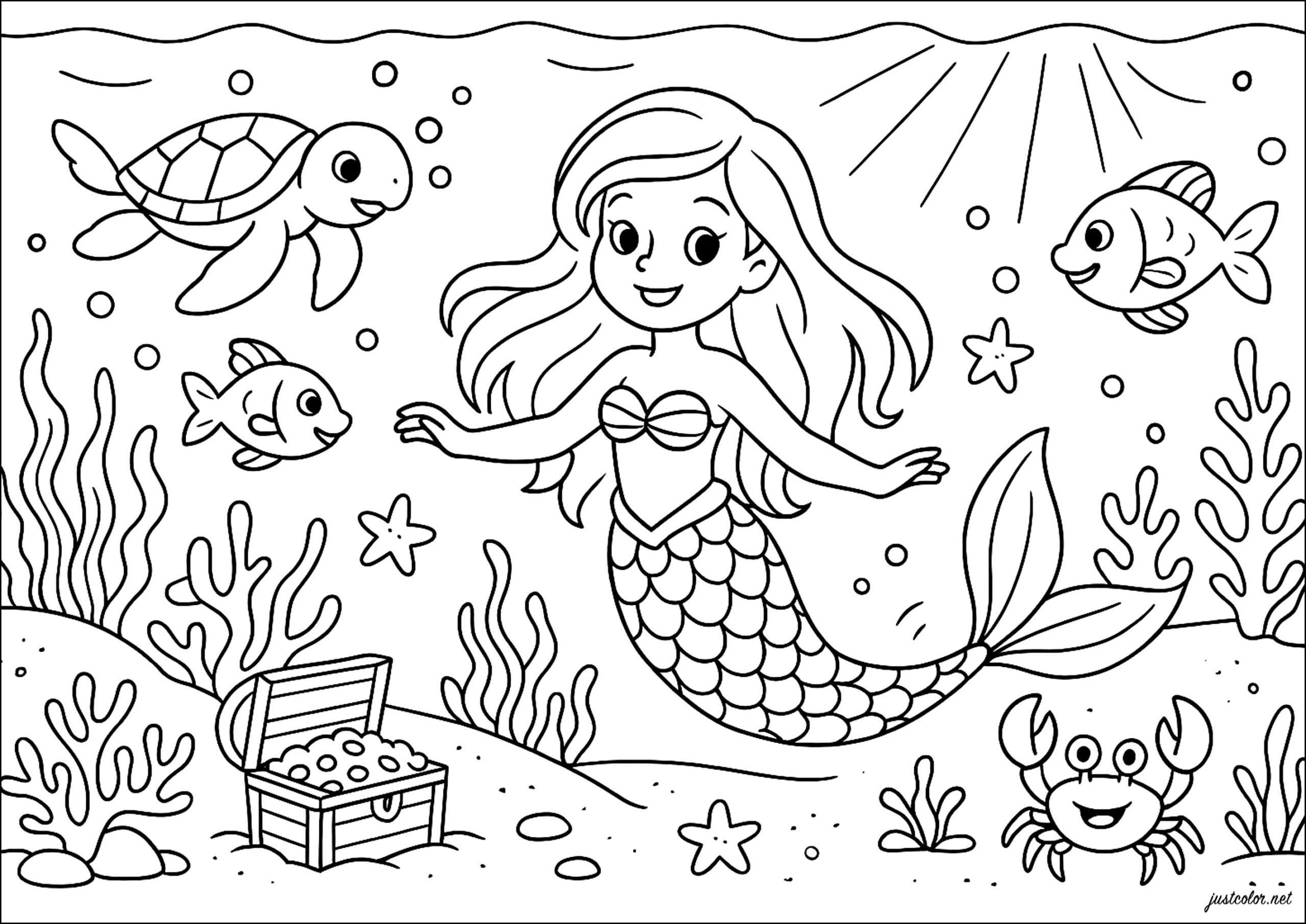 mermaid printable coloring pages