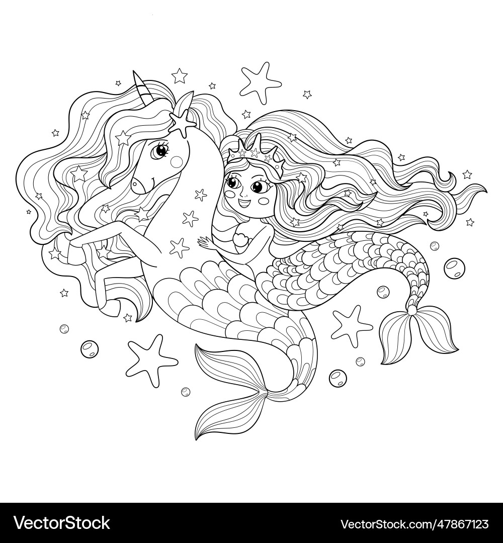 unicorn mermaid coloring pages