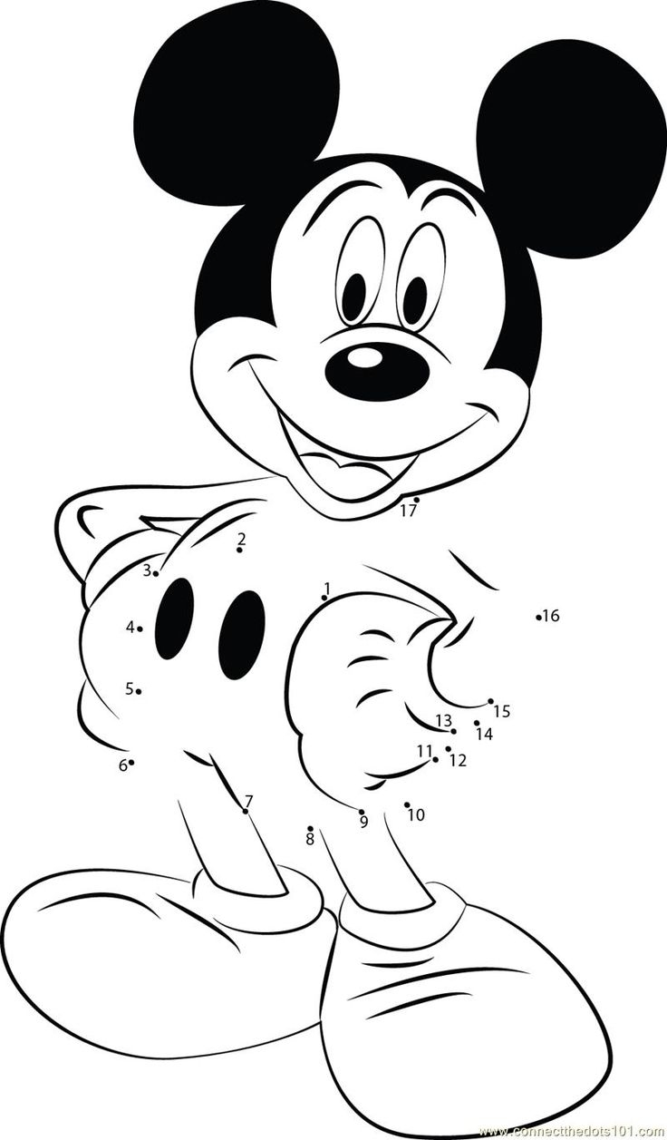 Mickey Mouse Smile Dot To Dot Printable Worksheet
