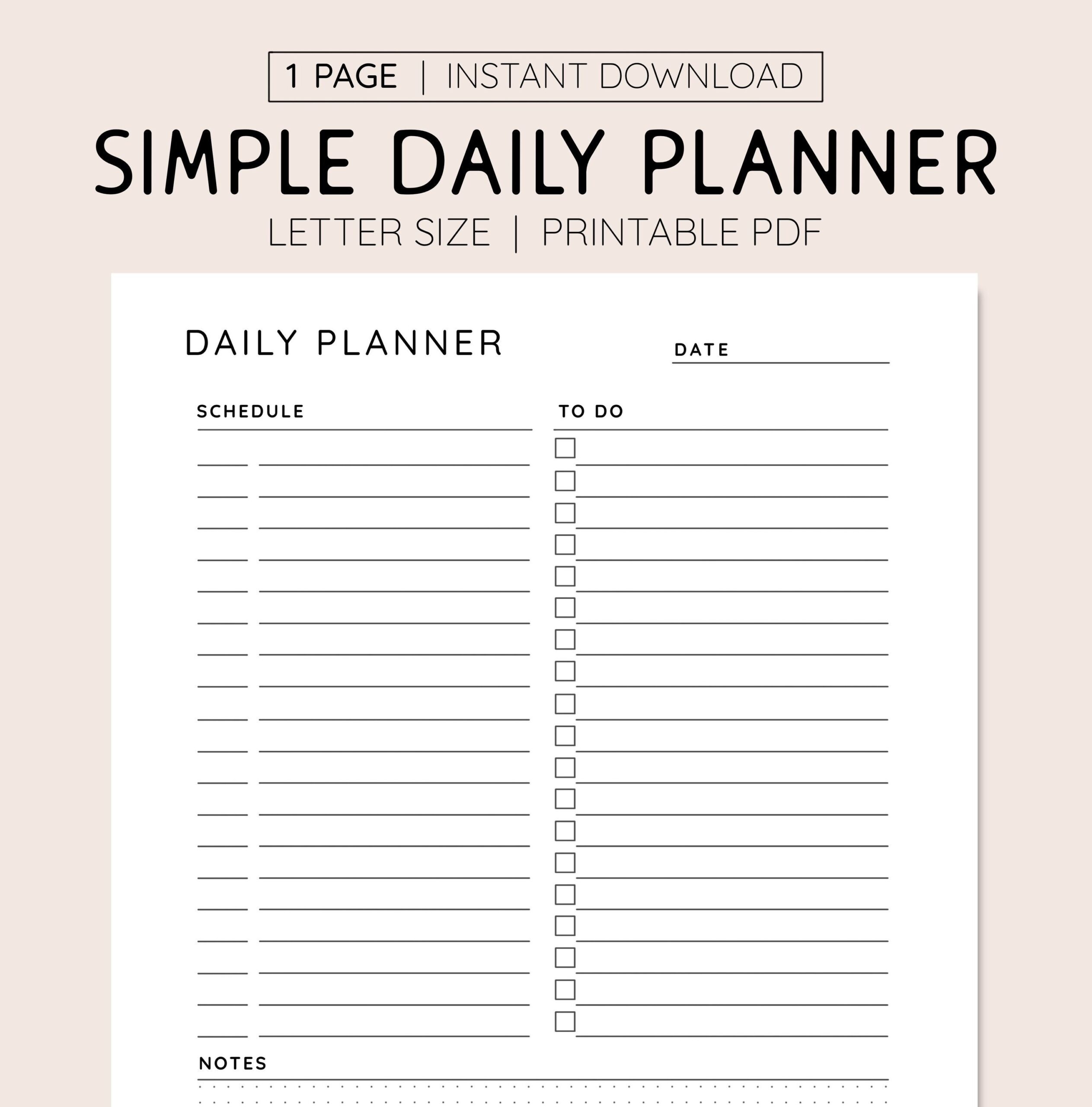 Minimalist Daily Planner Printable Simple To do List PDF Etsy
