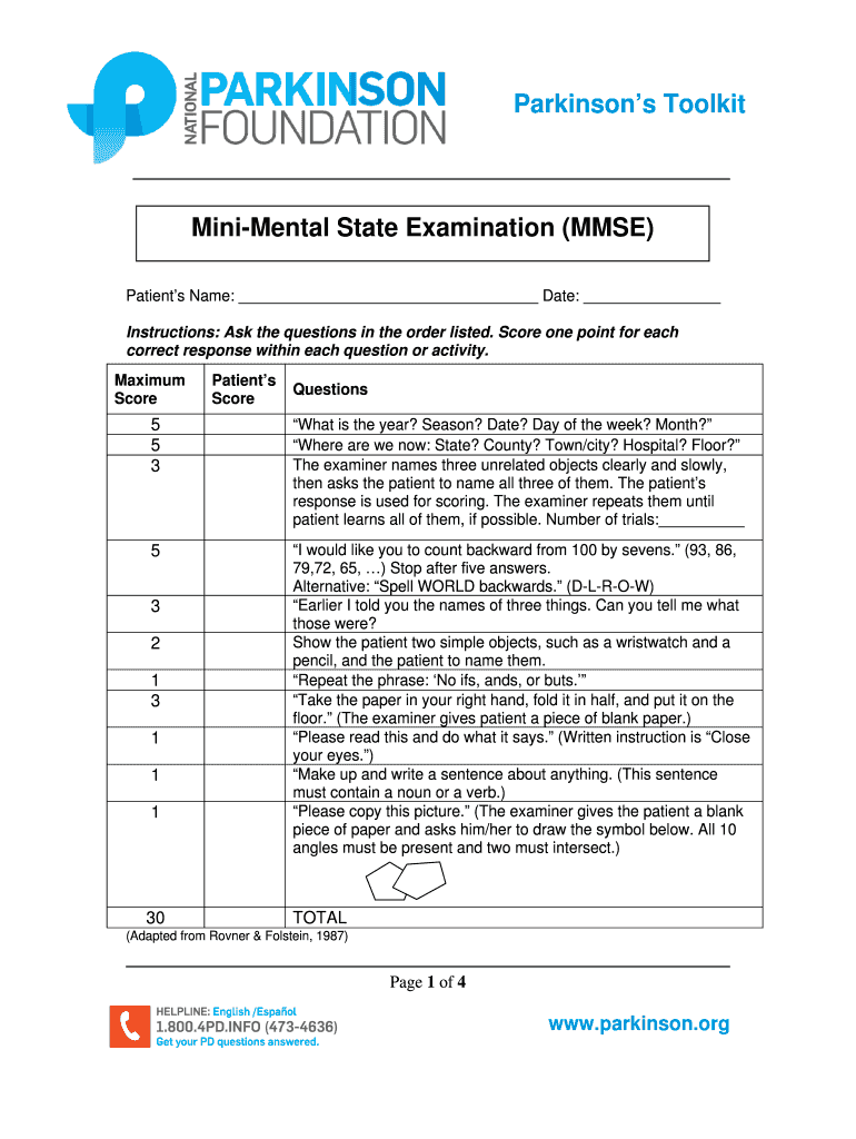 pdf printable mmse form