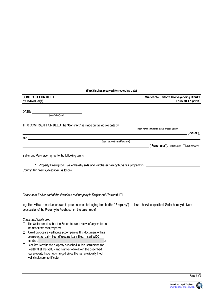 free printable contract for deed template