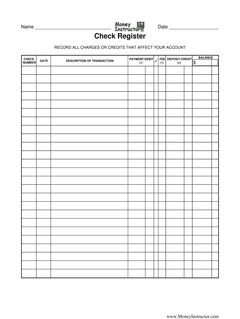 check register printable pdf