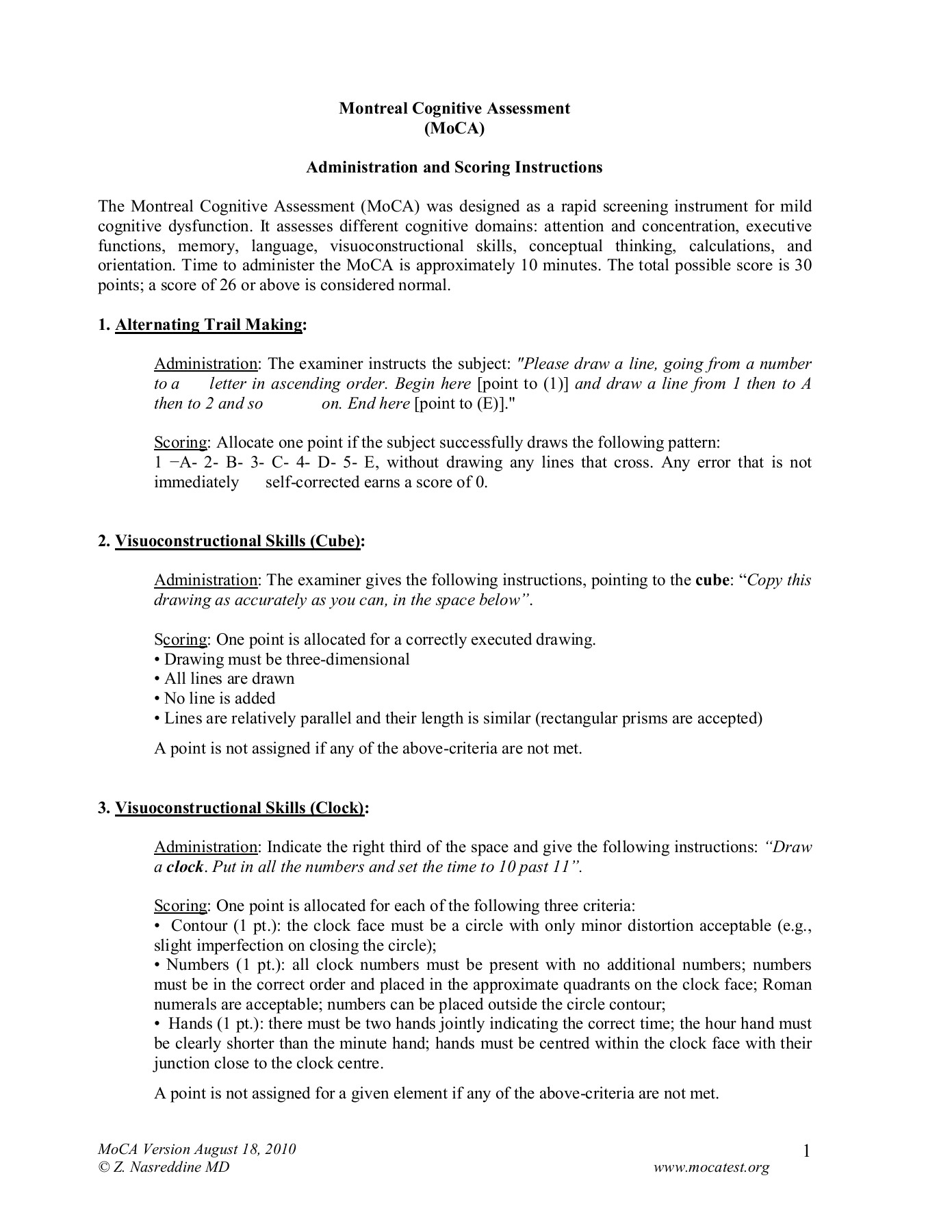 Montreal Cognitive Assessment MoCA Administration And Flip EBook Pages 1 4 AnyFlip