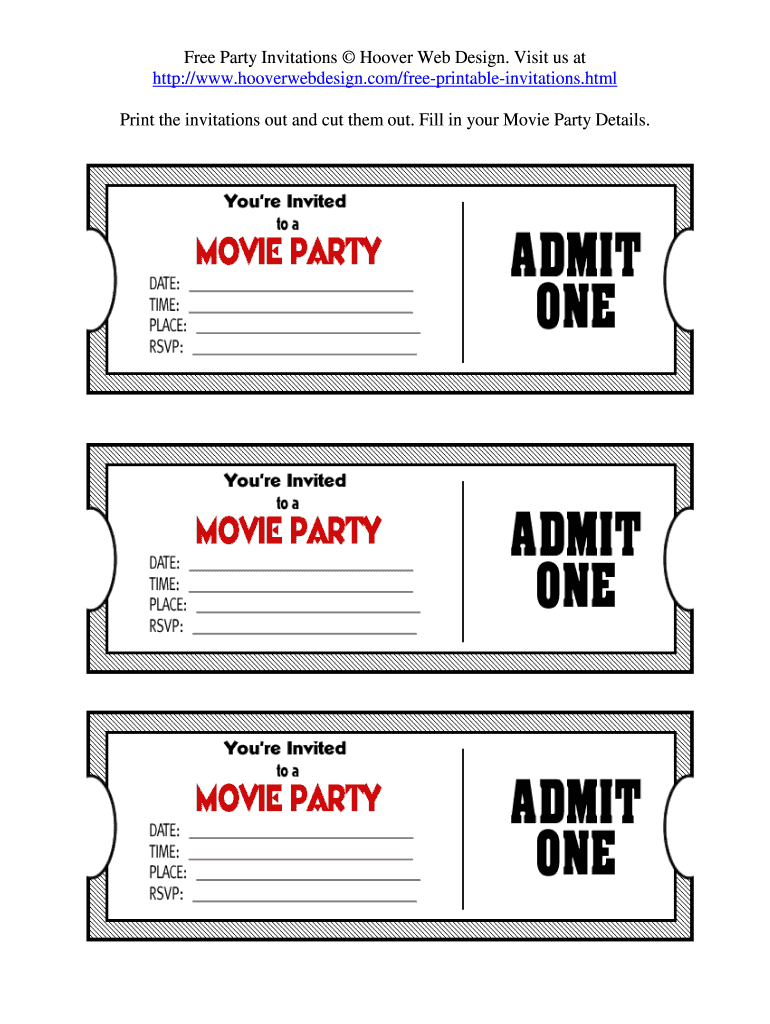 Movie Ticket Template Fill Online Printable Fillable Blank PdfFiller