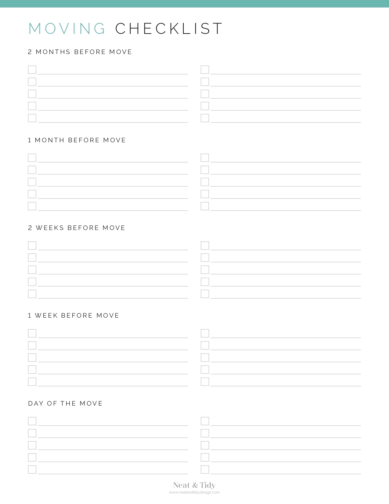 free printable moving checklist pdf