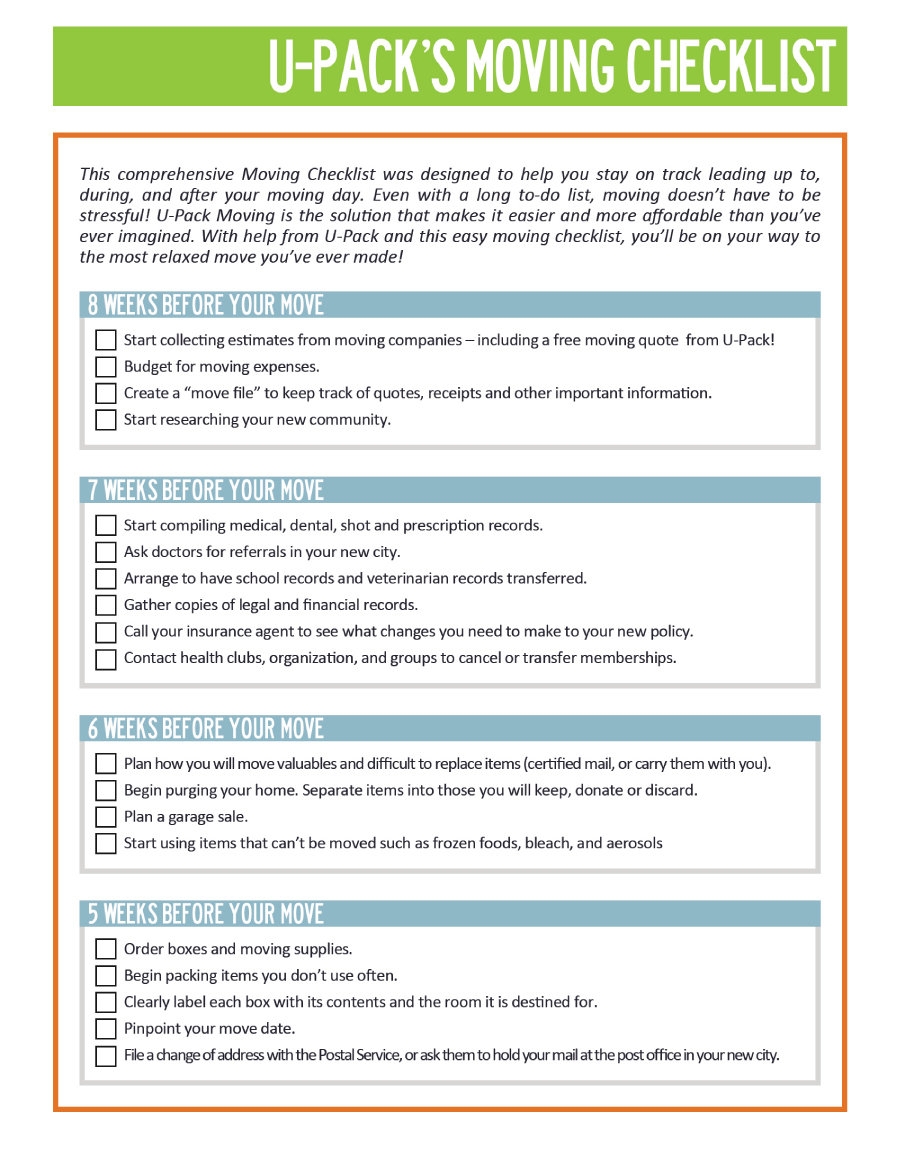 Moving Checklist Printable Free Printable Party Favors