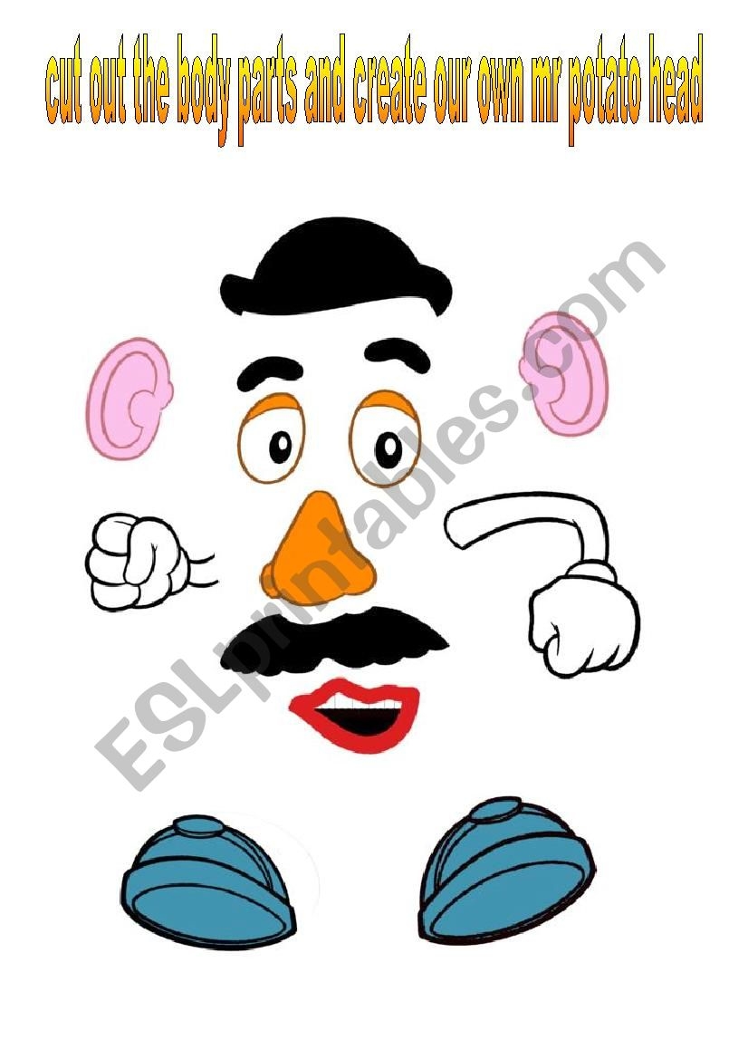 Mr Potato Head Extra Body Parts B W Version Included ESL Worksheet By Rudiwals