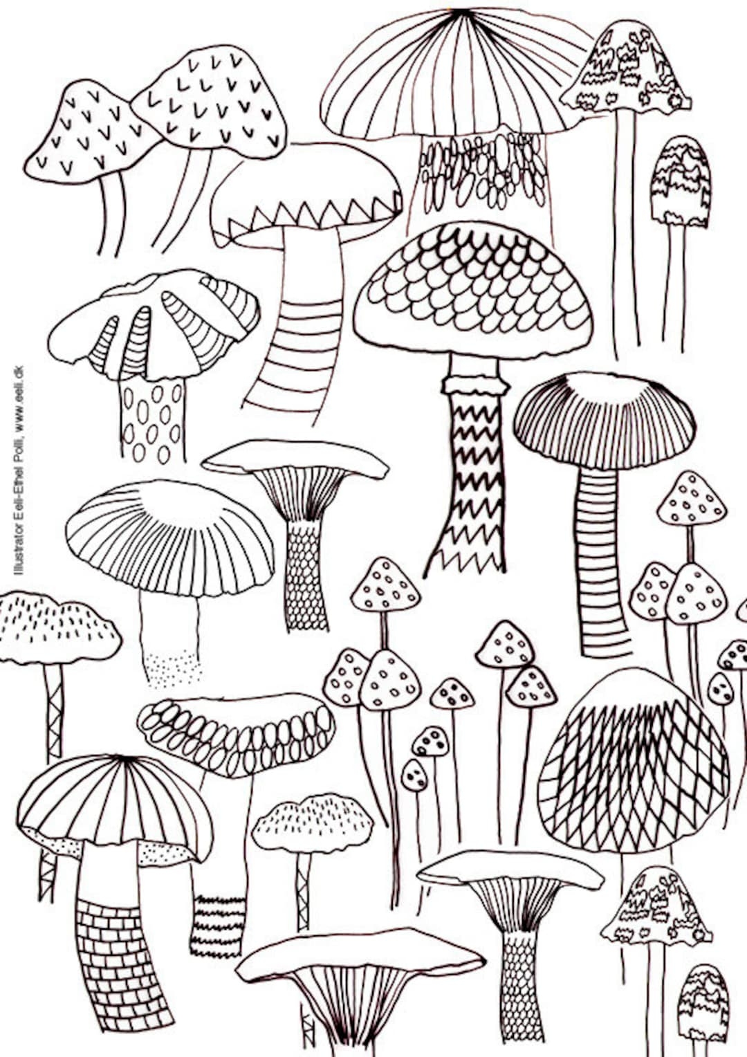 Mushroom Coloring Sheets Nature Mushrooms Instant Printable Download Color Page Gift Forest Autumn Adult Coloring Page Us letter Size Etsy