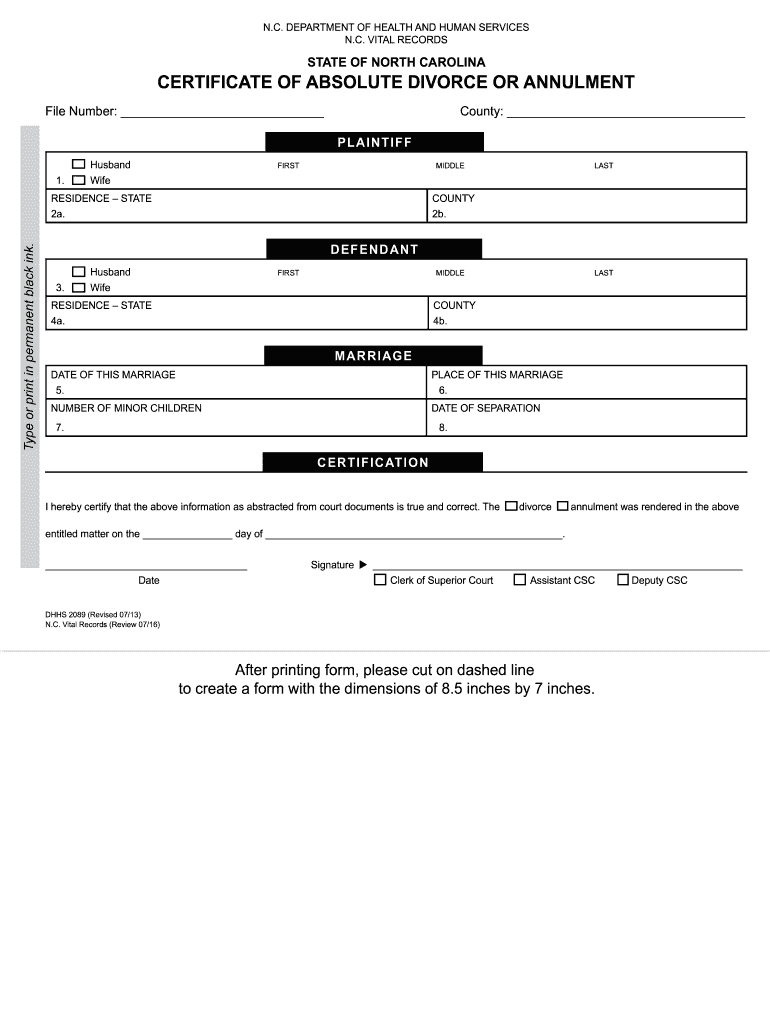 NC DHHS 2089 Form Fill Online Printable Fillable Blank PdfFiller
