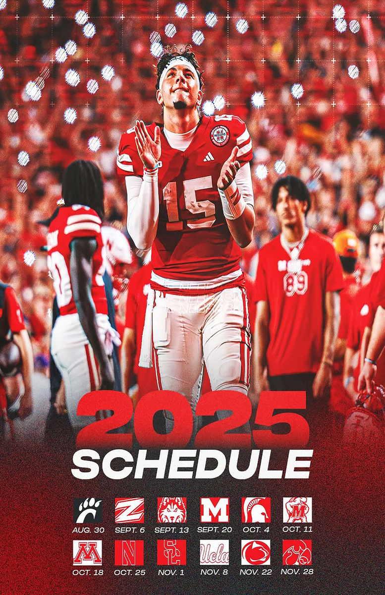 Nebraska Cornhuskers 2025 Schedule Poster 11 X 17 Inches Nebraska Football EBay