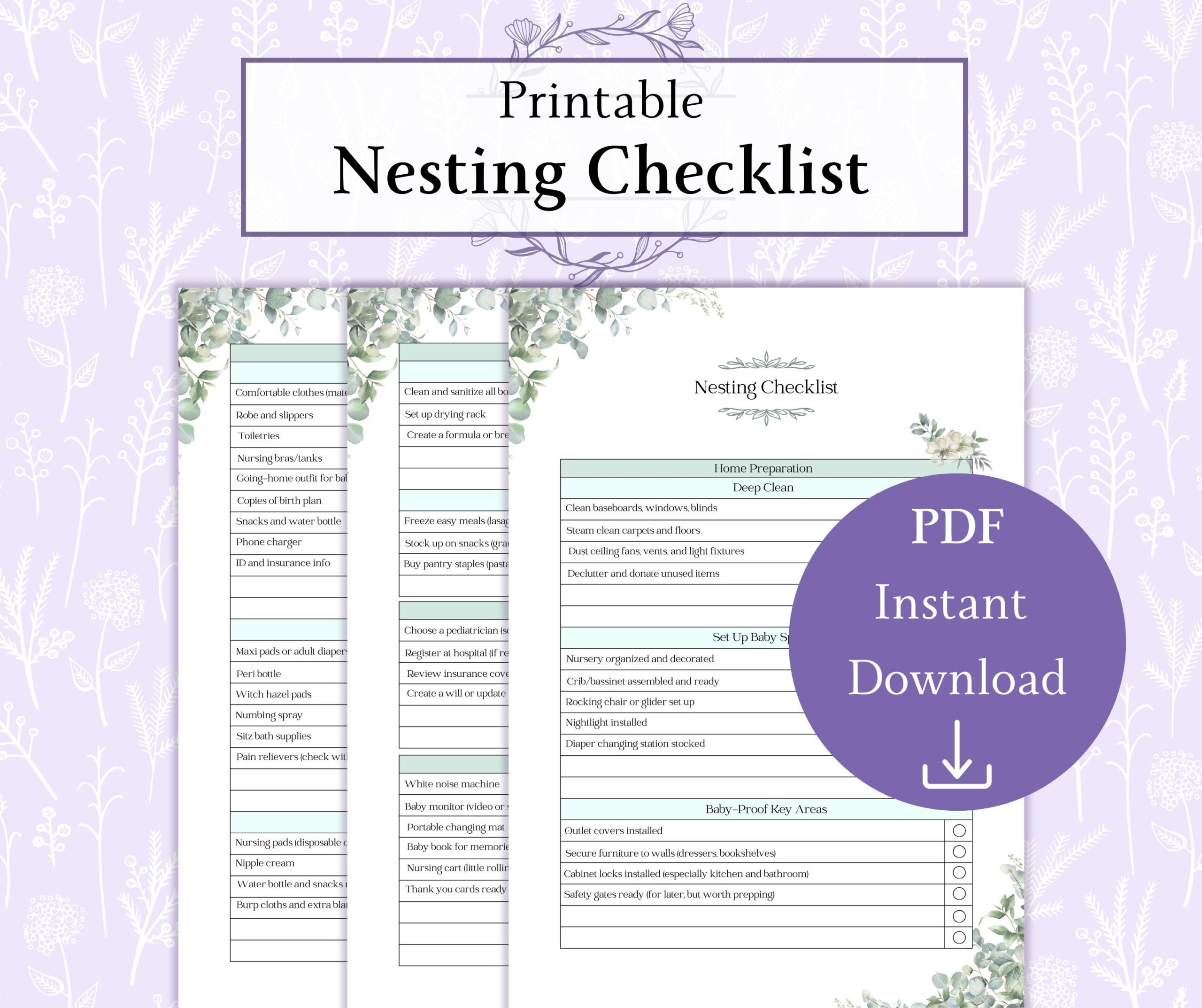 nesting checklist printable pdf