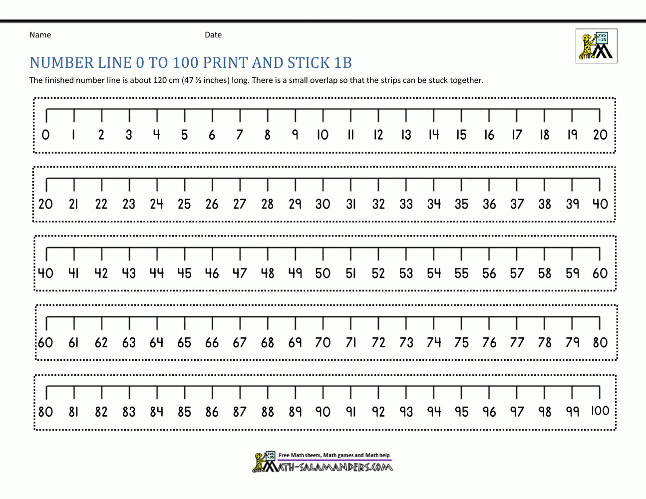 free printable number lines pdf