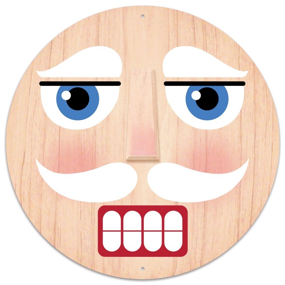 Nutcracker Face Metal Sign Tan 12 Dia Holiday Whimsy