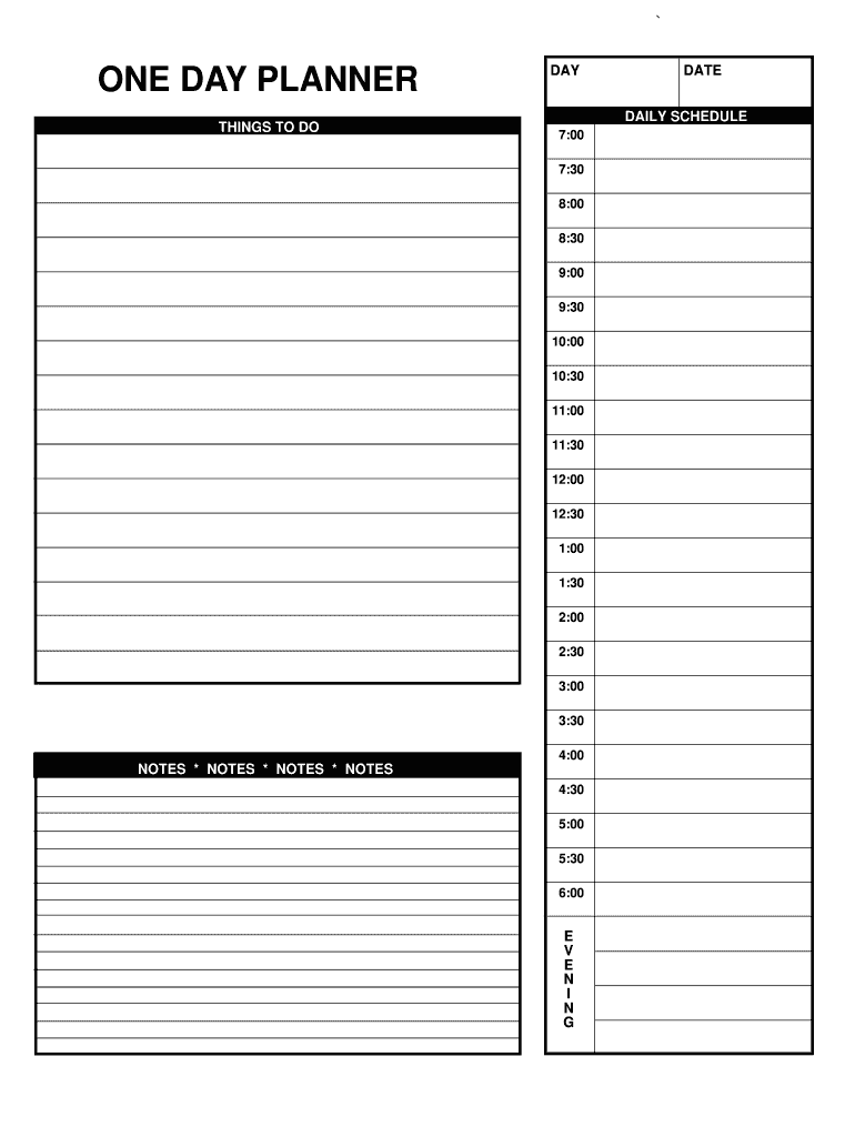 free printable daily hourly planner pdf