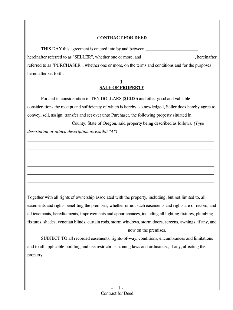 Oregon Deed Agreement Sample Form Fill Online Printable Fillable Blank PdfFiller