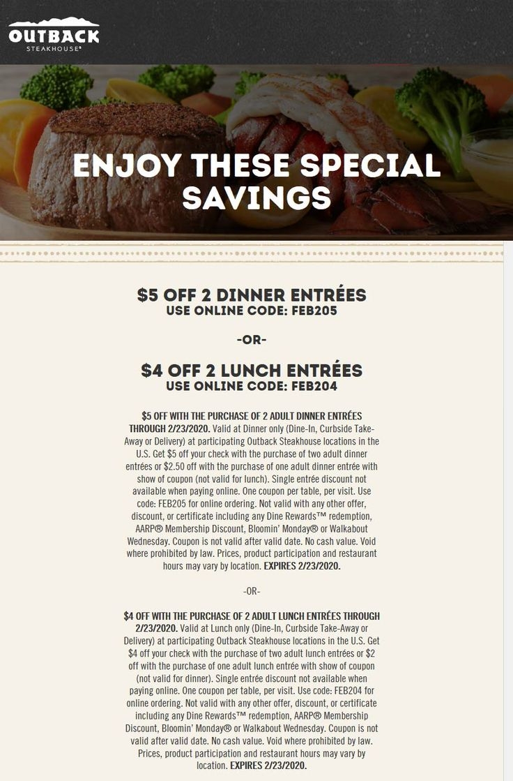 Outback Steakhouse Coupons Shopping Deals 