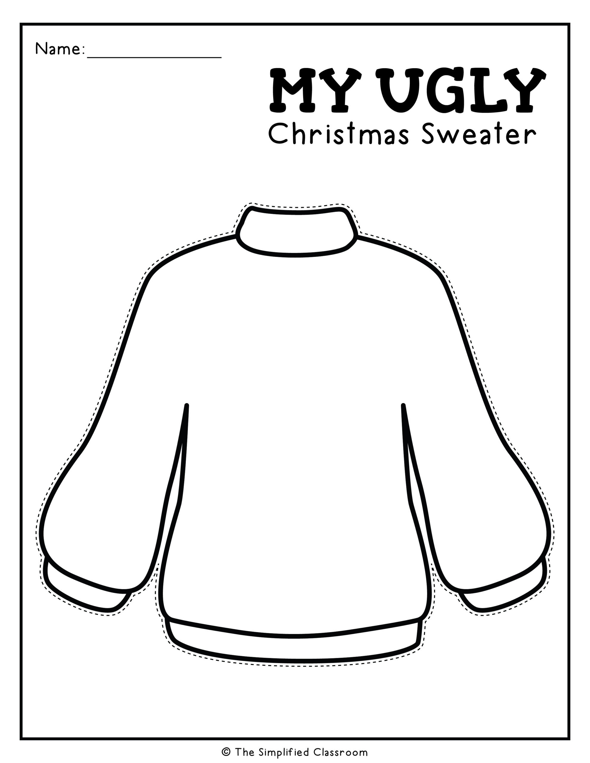 Outline Printable Sweater Template Printable Line Art Sweater Sweater Template Printable Ugly