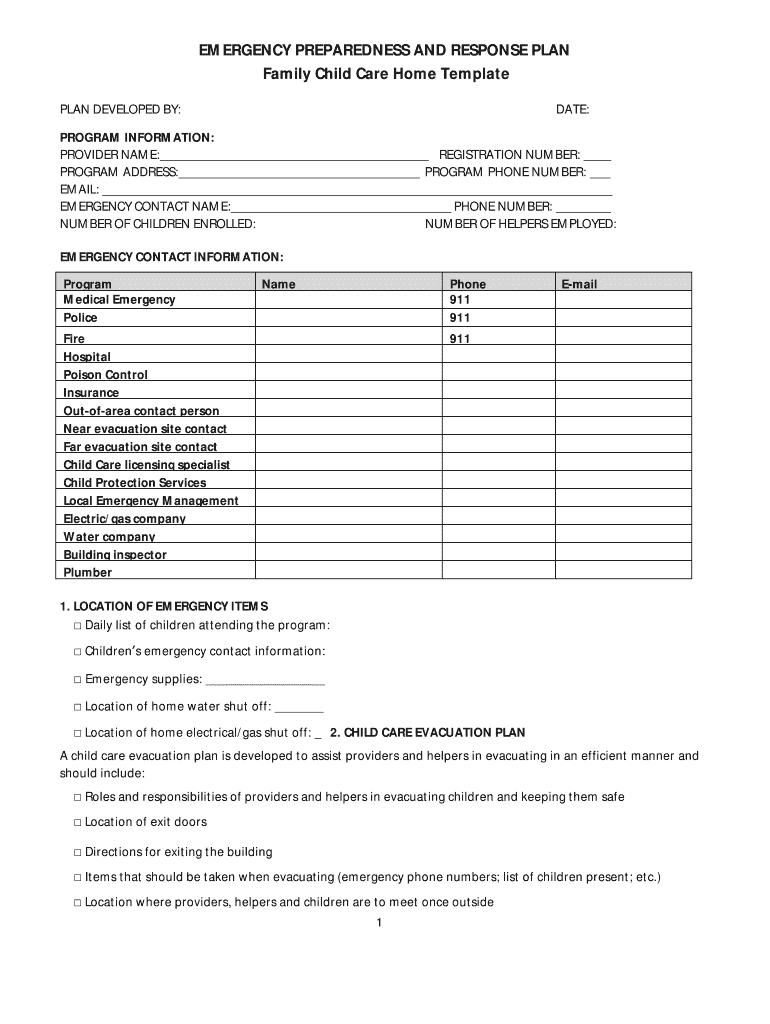 Pa Child Care Emergency Plan Template Fill Out Sign Online DocHub