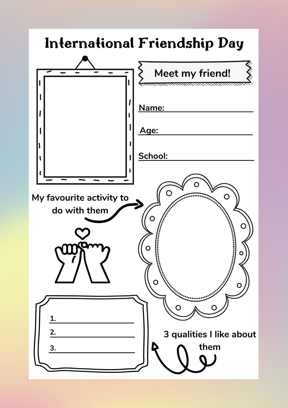 Page 2 Free Custom Printable Friendship Worksheet Templates Canva