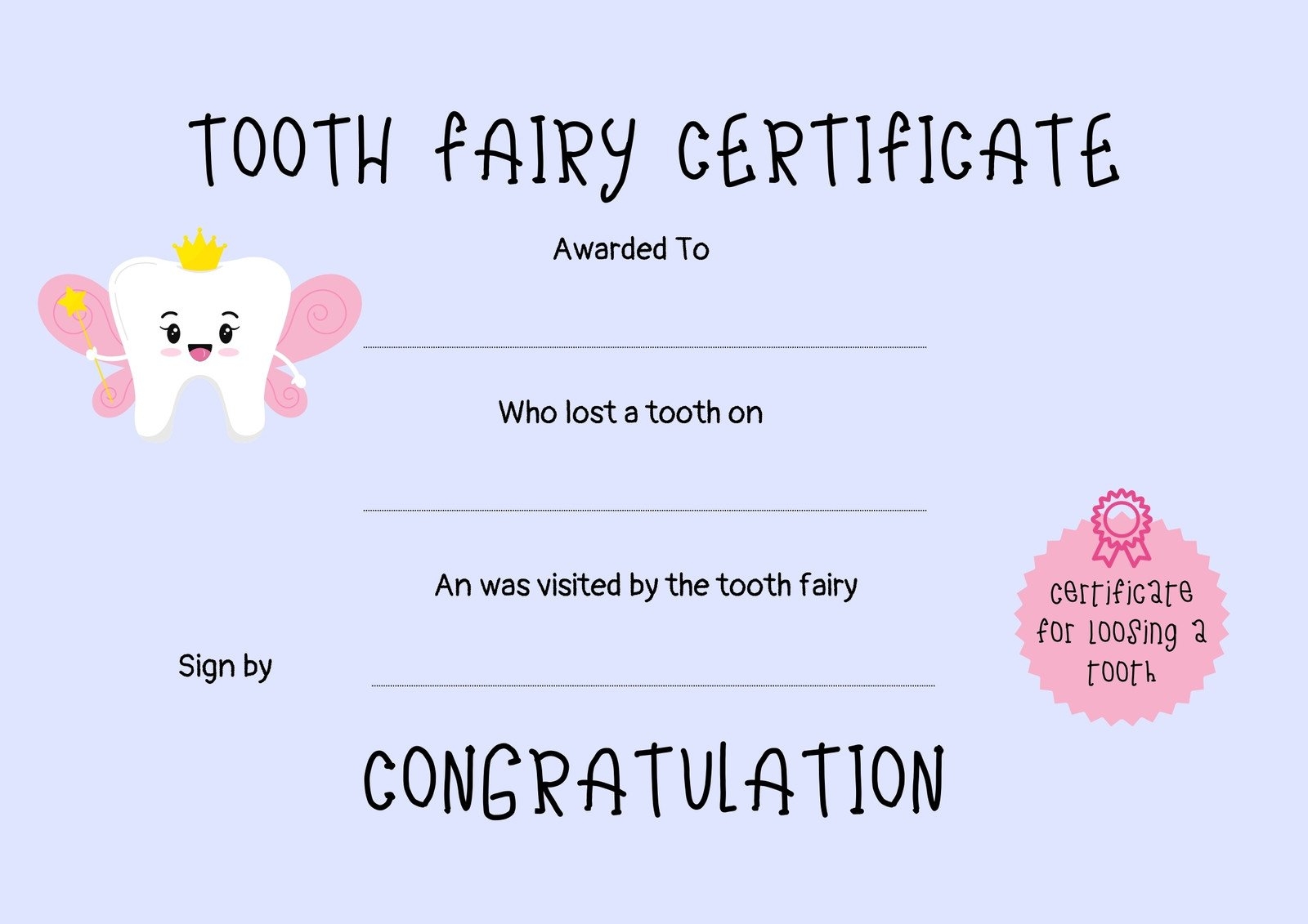 free printable tooth fairy certificate pdf