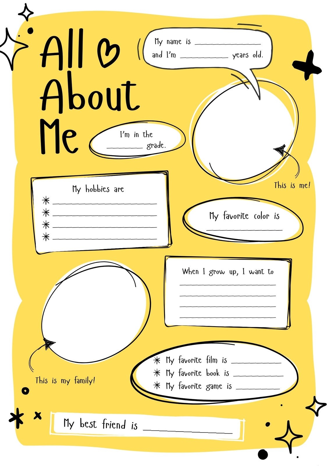 Page 4 Free And Printable All About Me Worksheet Templates Canva