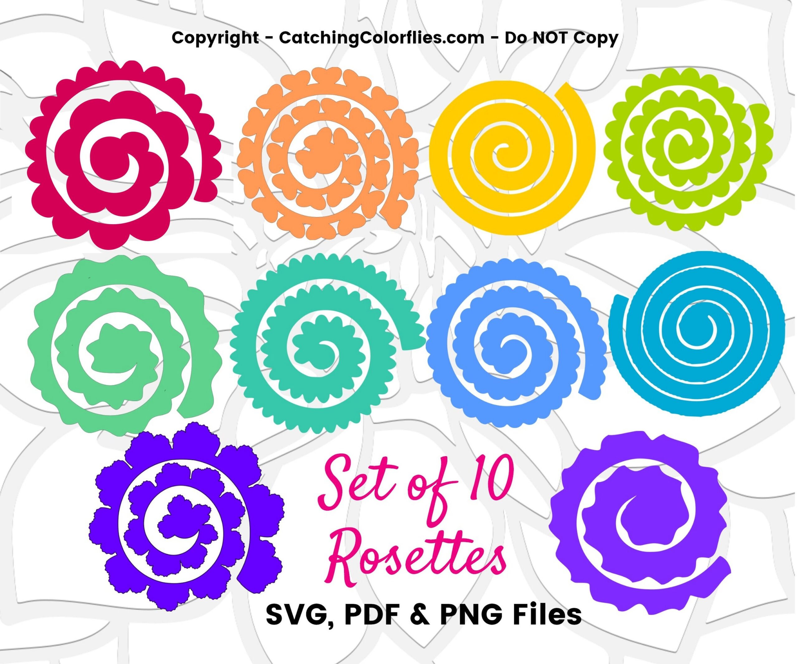 Paper Flower Rolled Rosette Templates Printable PDF Rolled Rosettes Templates Instant Download Set Of 10 Etsy Sweden