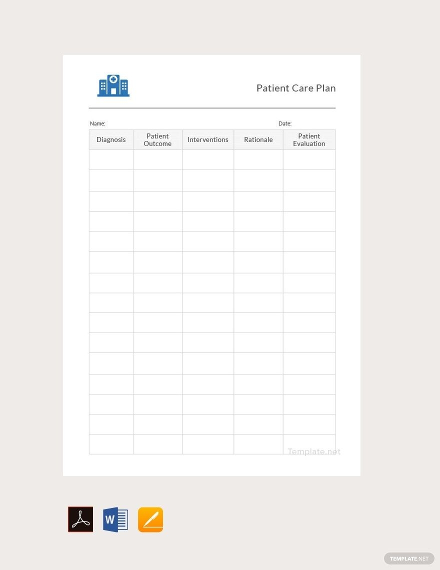 Patient Care Plan Template In Pages Word PDF Google Docs Download Template