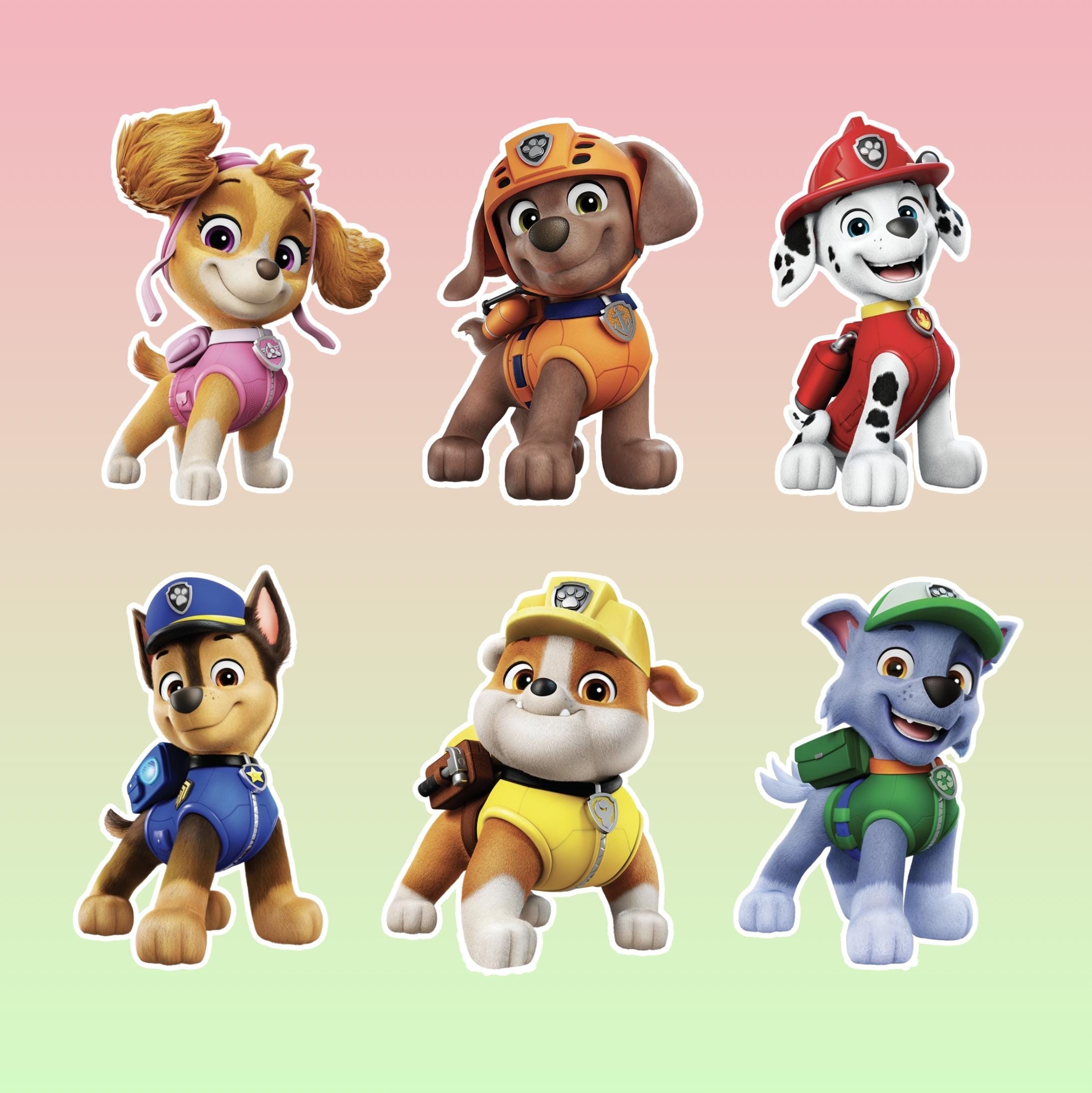 Paw Patrol 4 Ft Character Cutouts PNG Digital Download Etsy