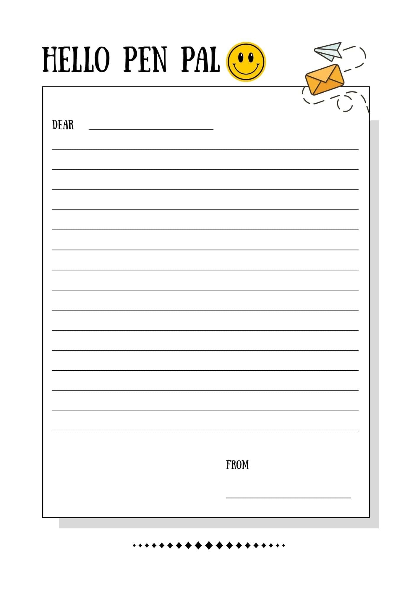 free printable pen pal letter template