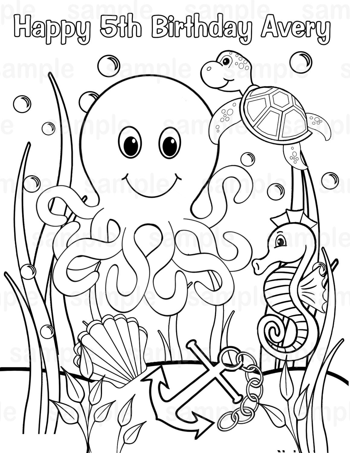 Personalized Under The Sea Coloring Page Birthday Party Favor Colouring Activity Sheet Personalized Printable Template Etsy Hong Kong