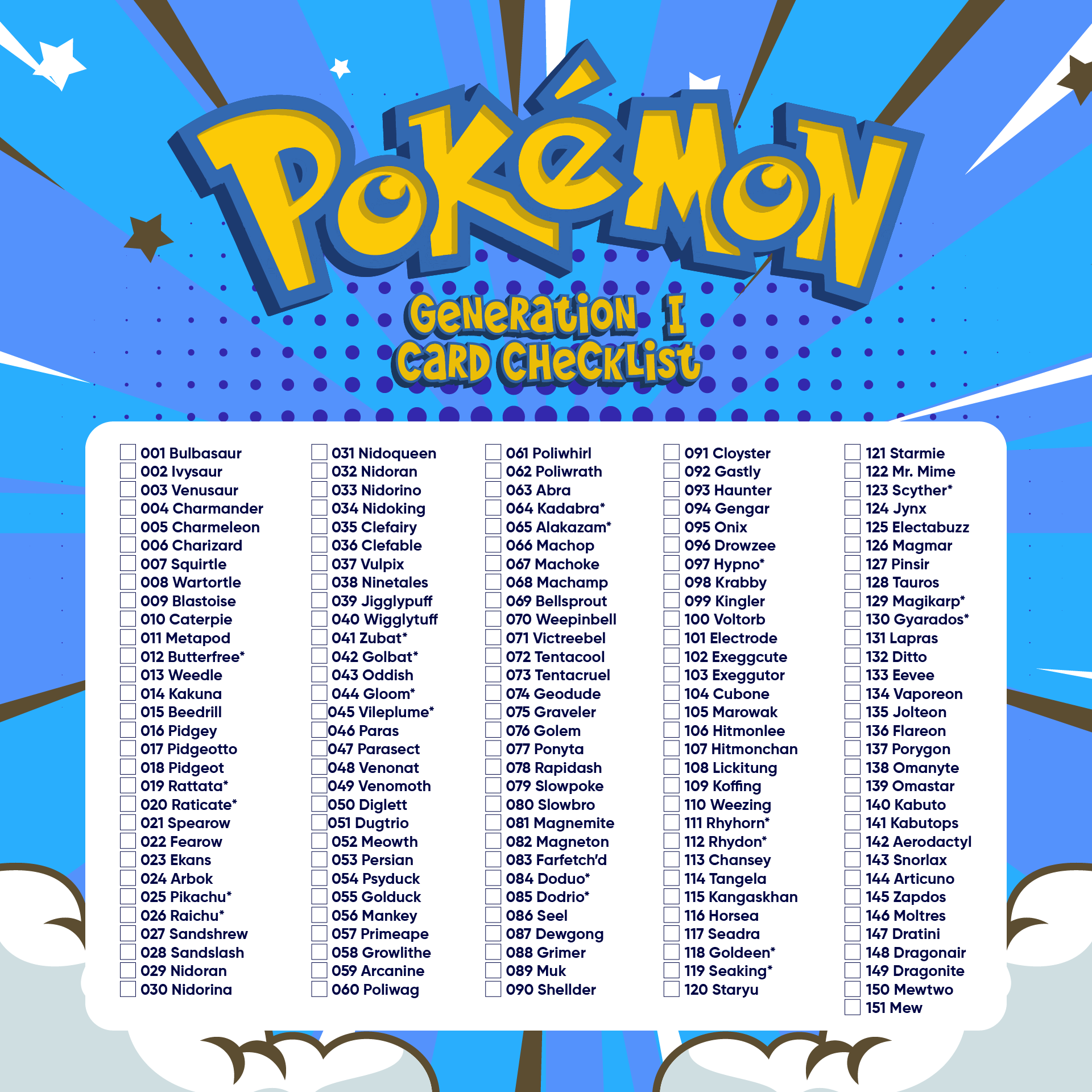 Pokemon Checklist Printable