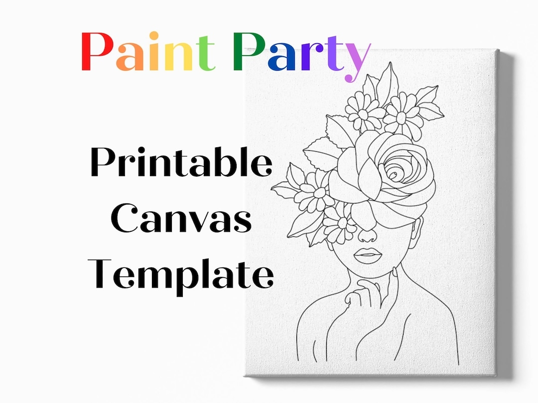 Pre drawn Canvas Stencil DIY Paint Party Template digital Download Etsy